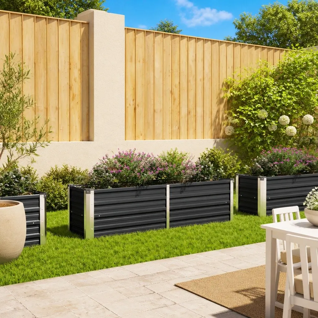 Raised Garden Bed Galvanised Steel Anthracite 160x40x45cm