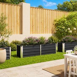 Raised Garden Bed Anthracite Steel Galvanised Planter 160x40x45cm Outdoor