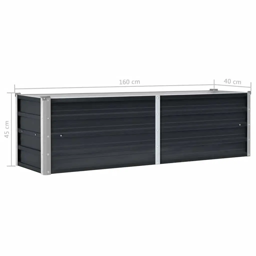 Raised Garden Bed Galvanised Steel Anthracite 160x40x45cm