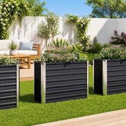Anthracite Galvanised Steel Garden Bed 100x40x77 cm