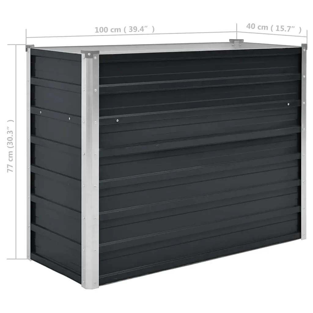Garden Raised Bed Anthracite Galvanised Steel 100x40x77 cm