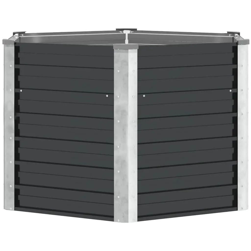 Garden Raised Bed Planter Box Anthracite Galvanised Steel 129x129x77cm