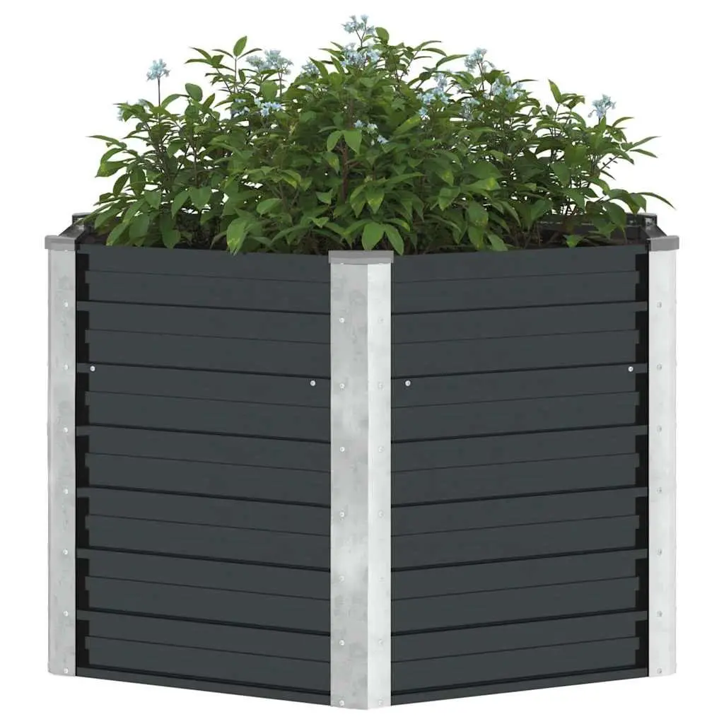 Garden Raised Bed Planter Box Anthracite Galvanised Steel 129x129x77cm
