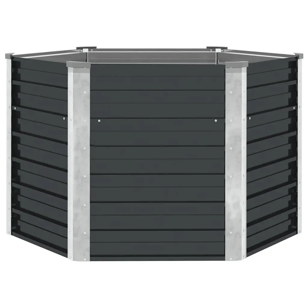 Garden Raised Bed Planter Box Anthracite Galvanised Steel 129x129x77cm