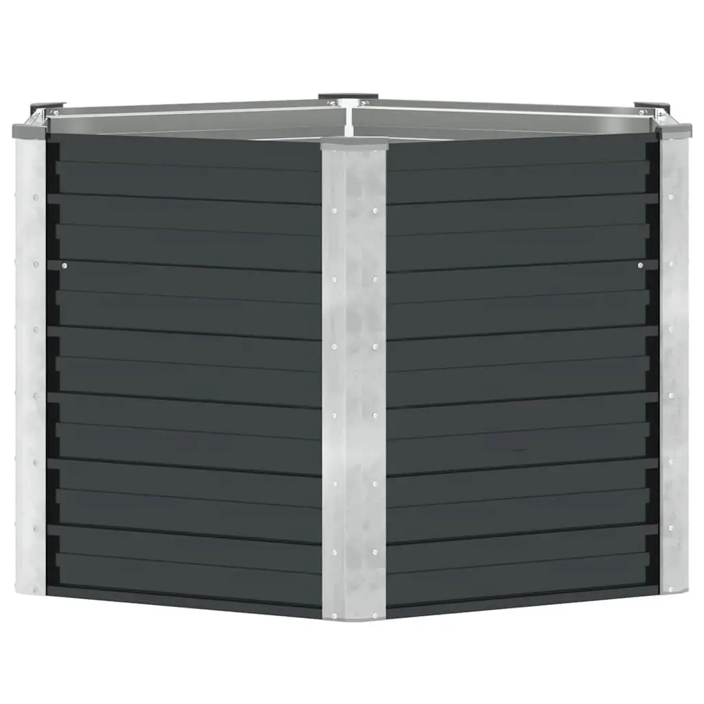 Garden Raised Bed Planter Box Anthracite Galvanised Steel 129x129x77cm