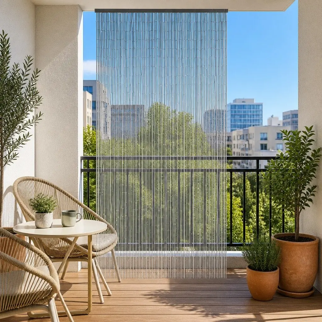 Bamboo Door Curtain Insect Deterrent Grey 90x200 cm