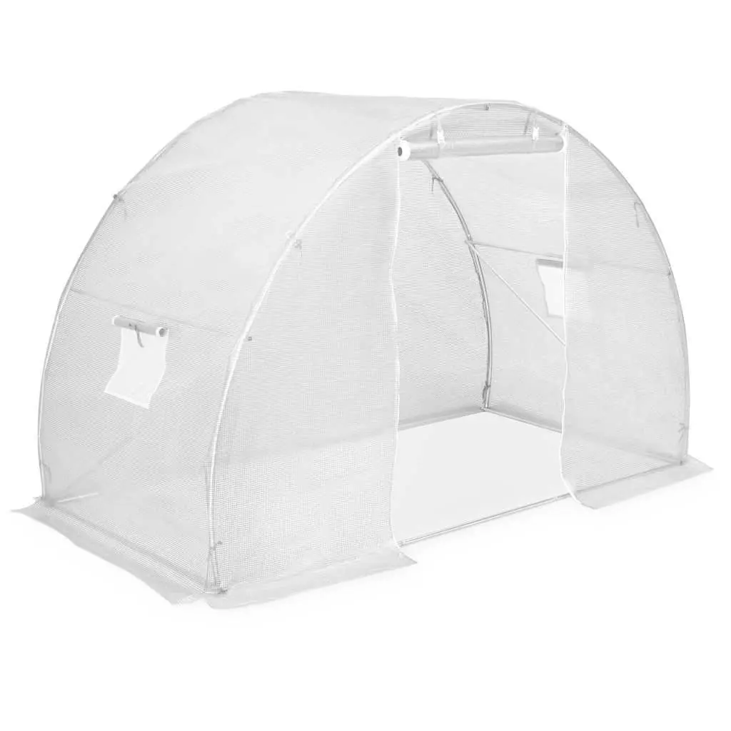 Greenhouse White 4.5 m² with Ventilation Windows and Door Frame