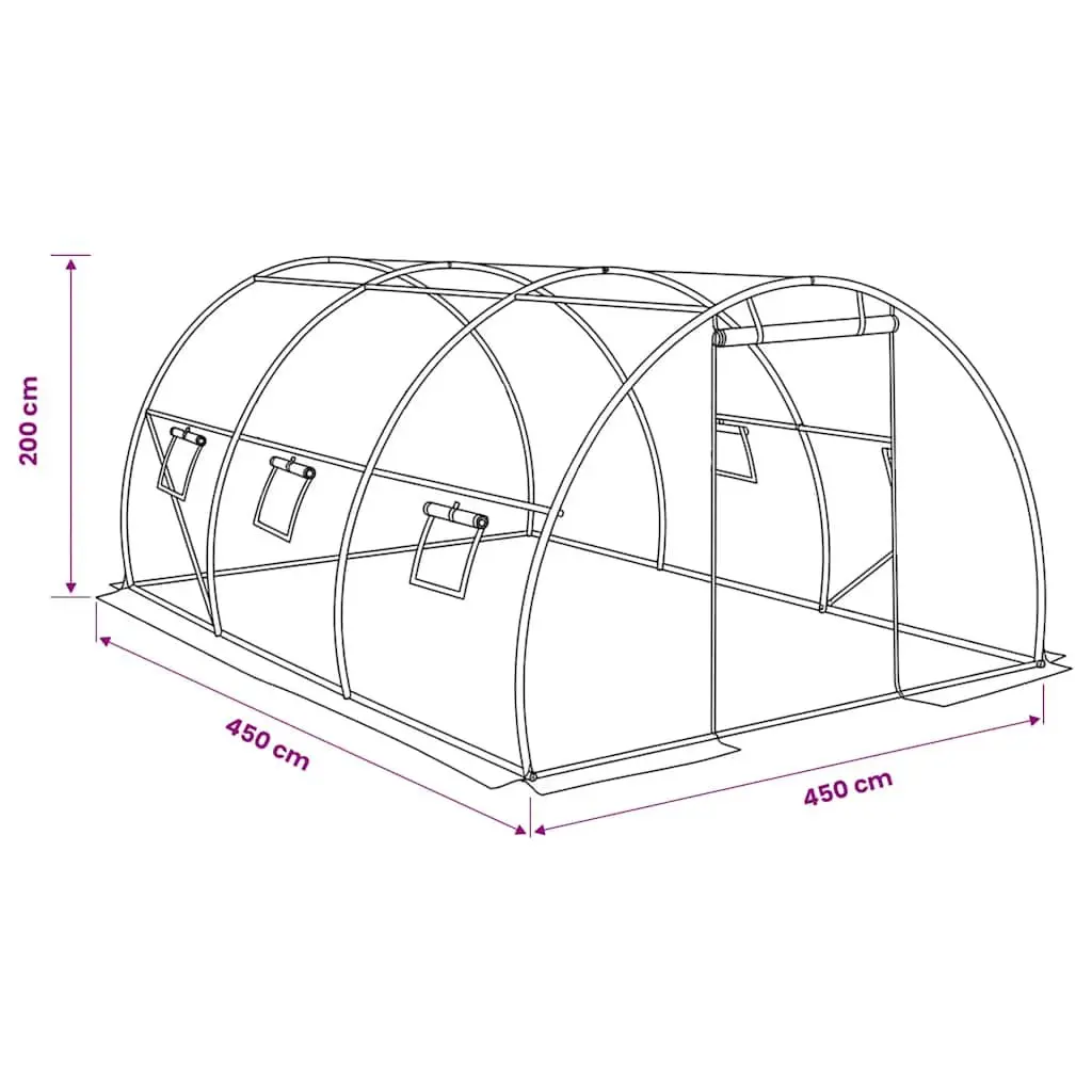 Greenhouse 13.5m² 450x300x200cm PE Mesh Ventilation Windows Garden Plant House
