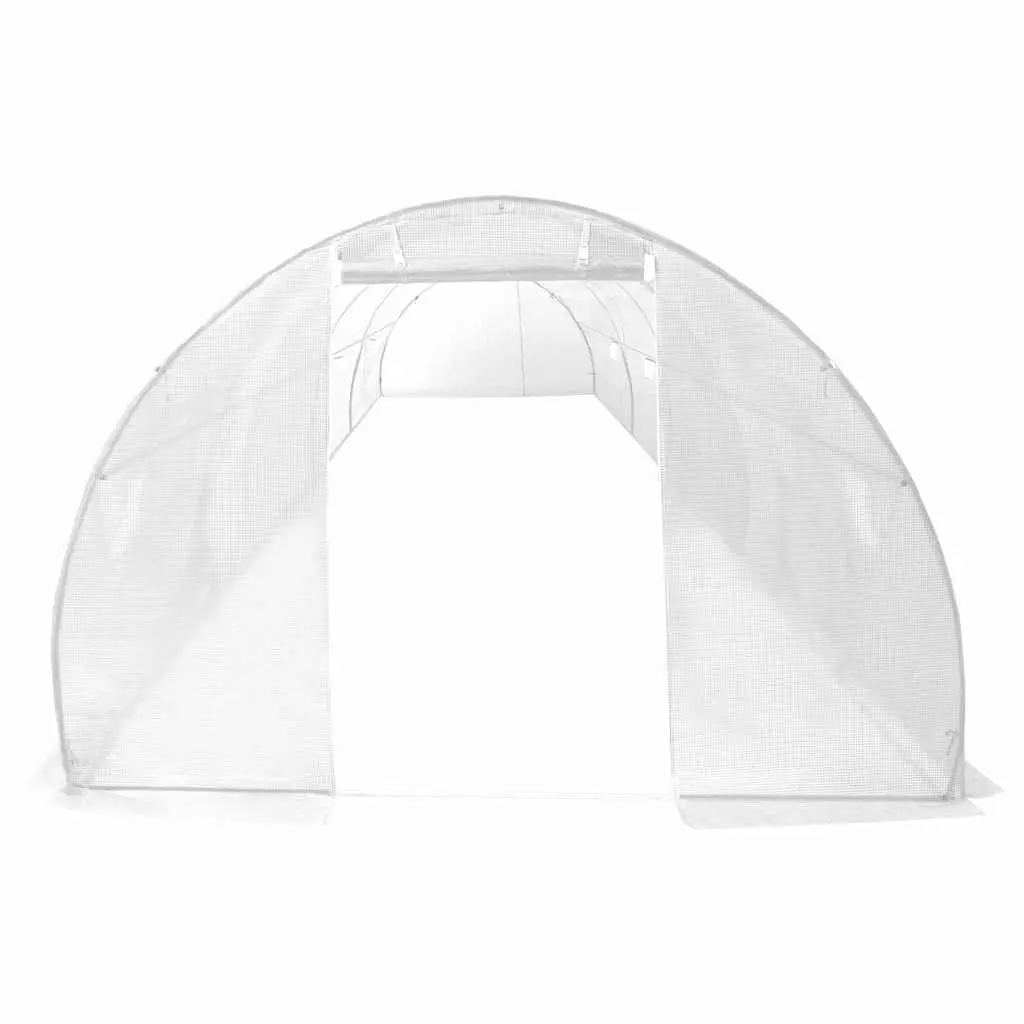 Greenhouse PE Mesh Fabric 900x300x200 cm White Galvanised Steel Frame 27 m²