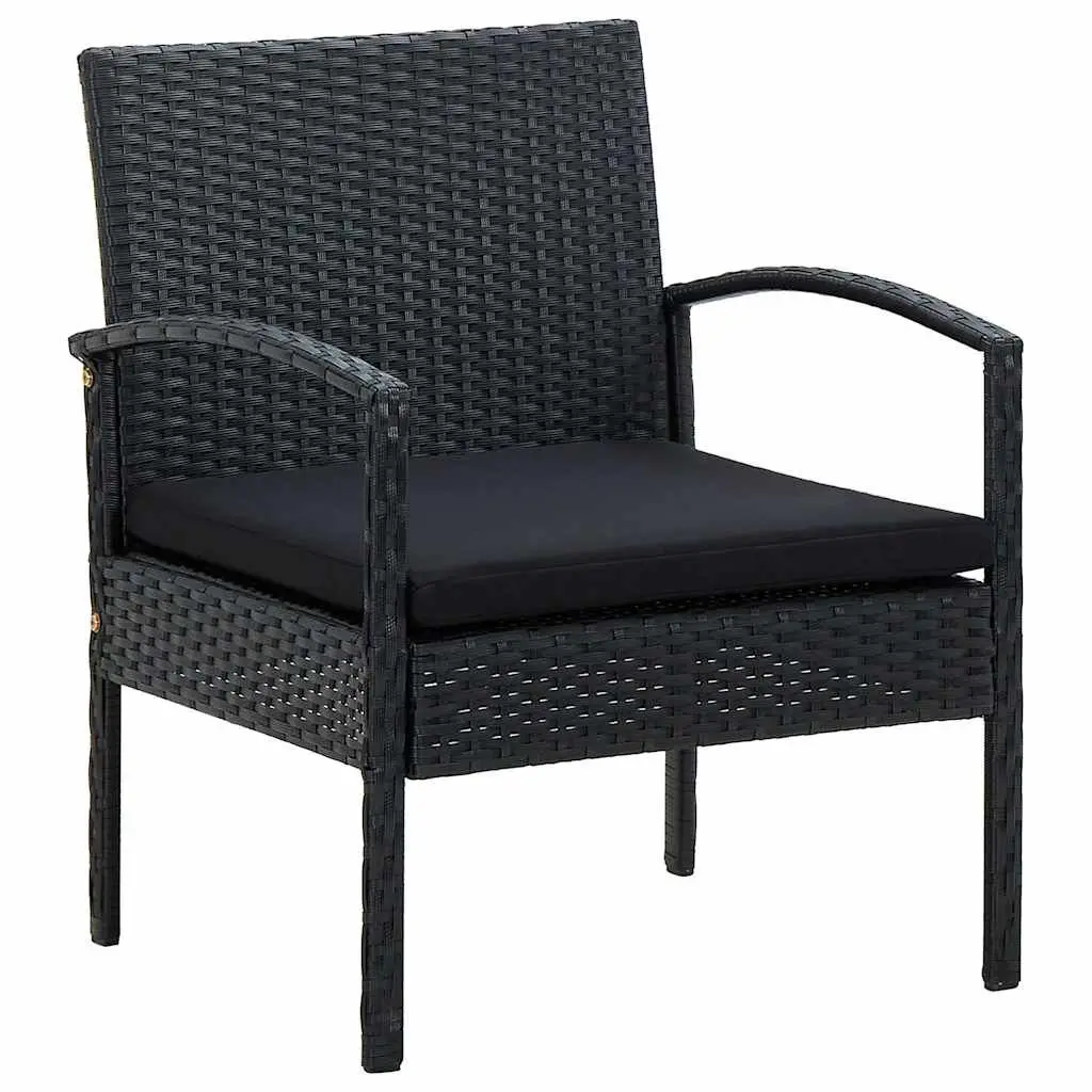 Garden Lounge Set PE Rattan Outdoor Patio Sofa Chair Table with Cushions Black 4 Piece