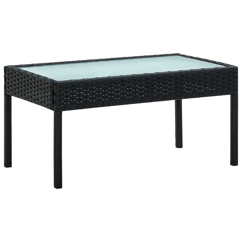 Garden Lounge Set PE Rattan Outdoor Patio Sofa Chair Table with Cushions Black 4 Piece