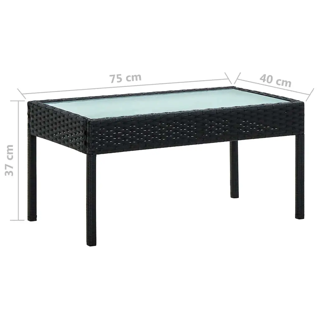 Garden Lounge Set PE Rattan Outdoor Patio Sofa Chair Table with Cushions Black 4 Piece
