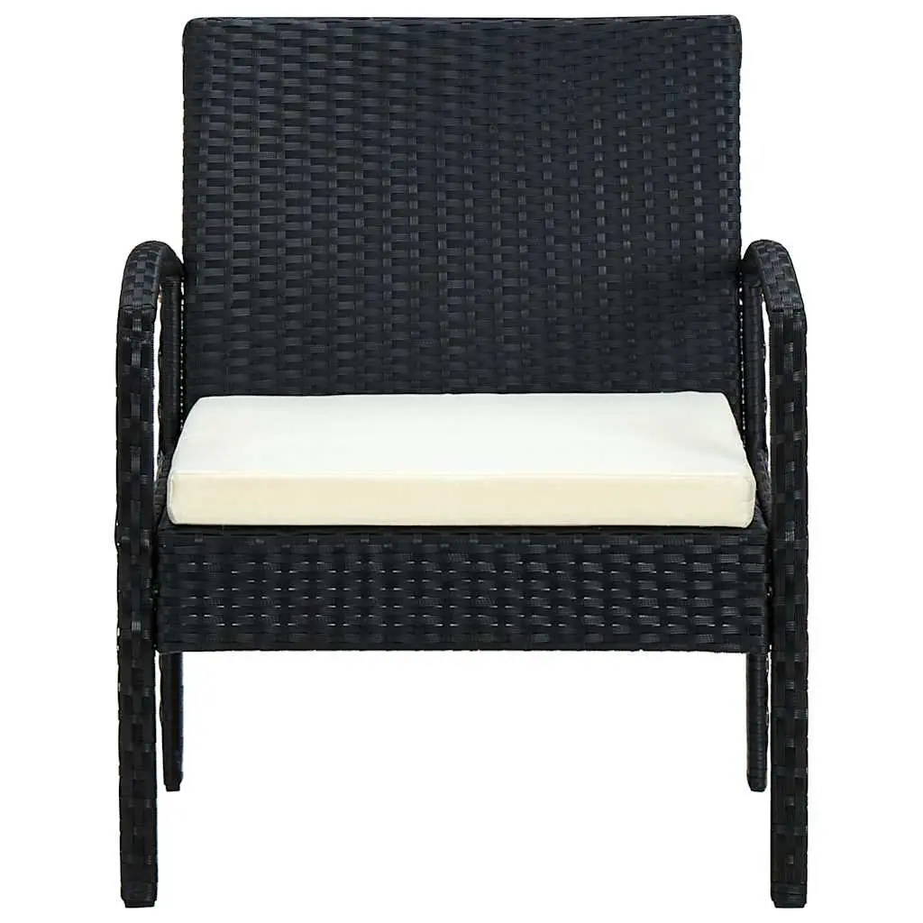 Outdoor Garden Chair PE Rattan Black with Cushion