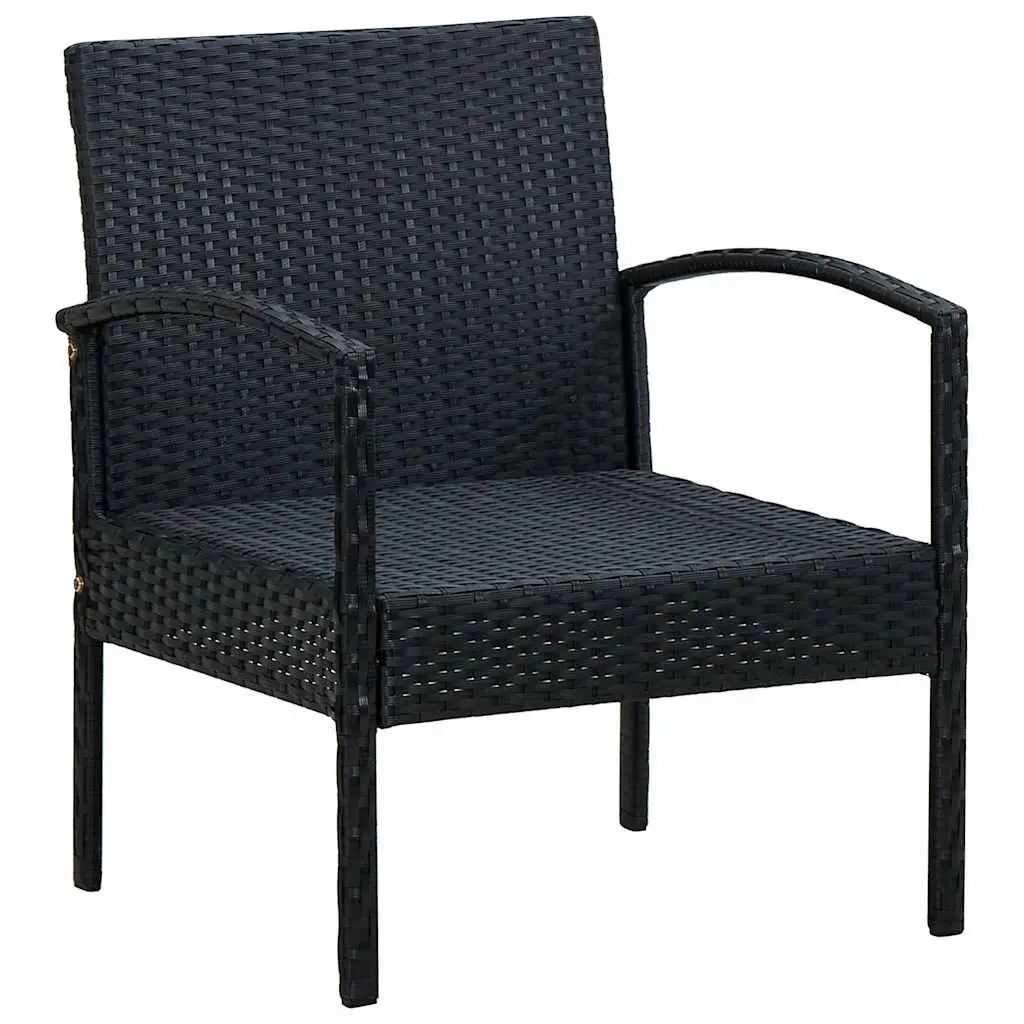 Outdoor Garden Chair PE Rattan Black with Cushion