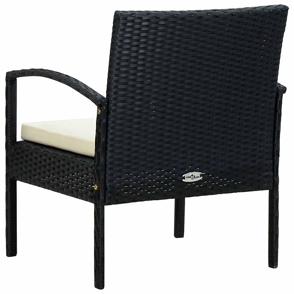 Outdoor Garden Chair PE Rattan Black with Cushion
