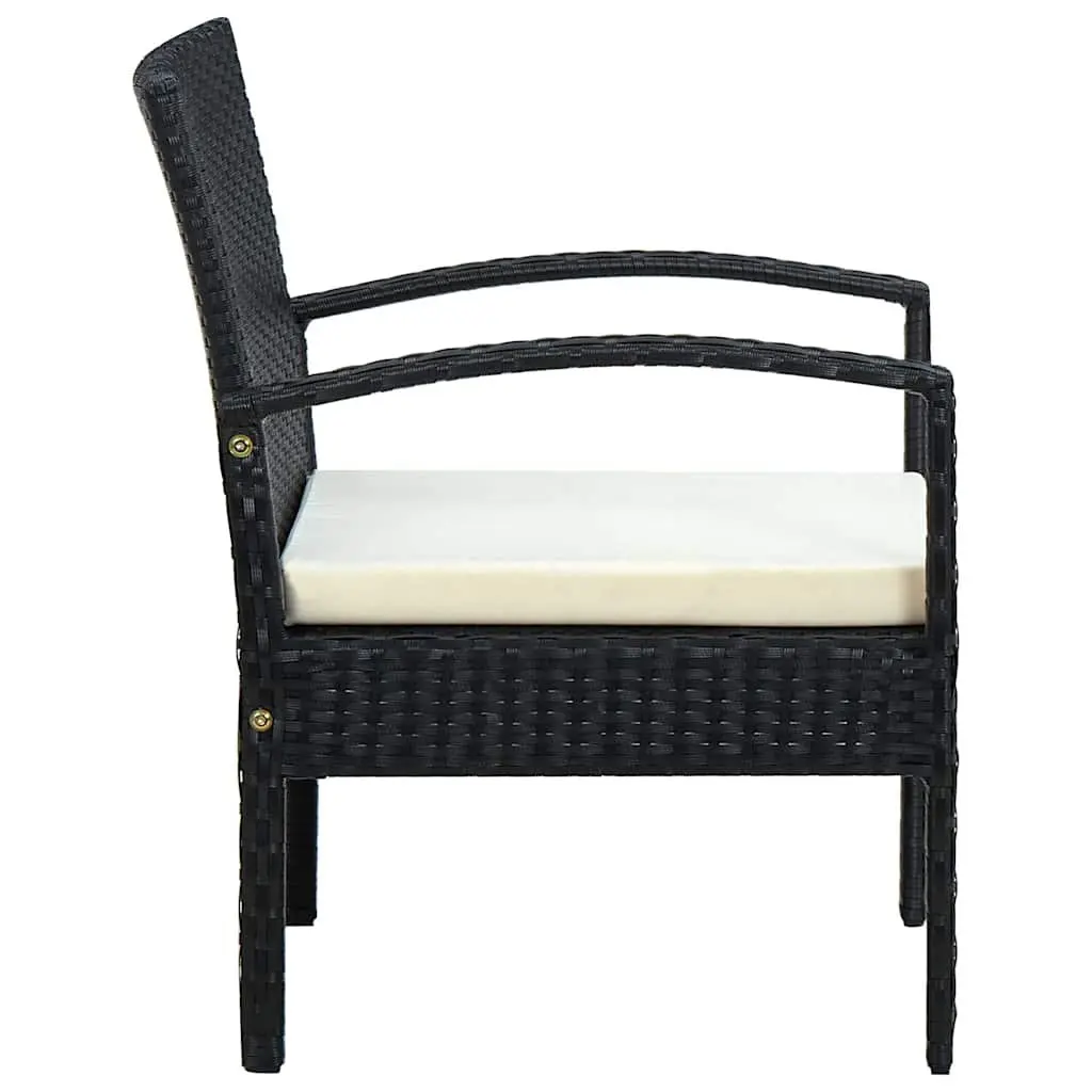 Outdoor Garden Chair PE Rattan Black with Cushion