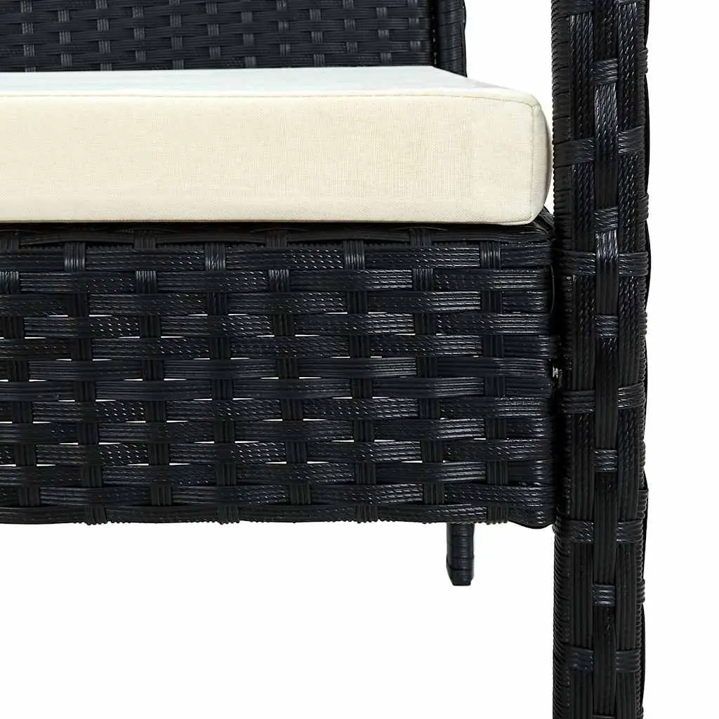 Outdoor Garden Chair PE Rattan Black with Cushion