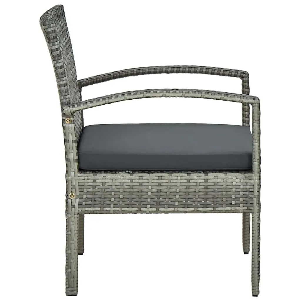 Outdoor Garden Chair Grey Poly Rattan Armchair with Padded Seat Cushion Patio