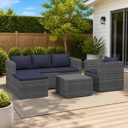 Garden Lounge Set 4 Piece Poly Rattan Outdoor Furniture Sofa Armchair Coffee