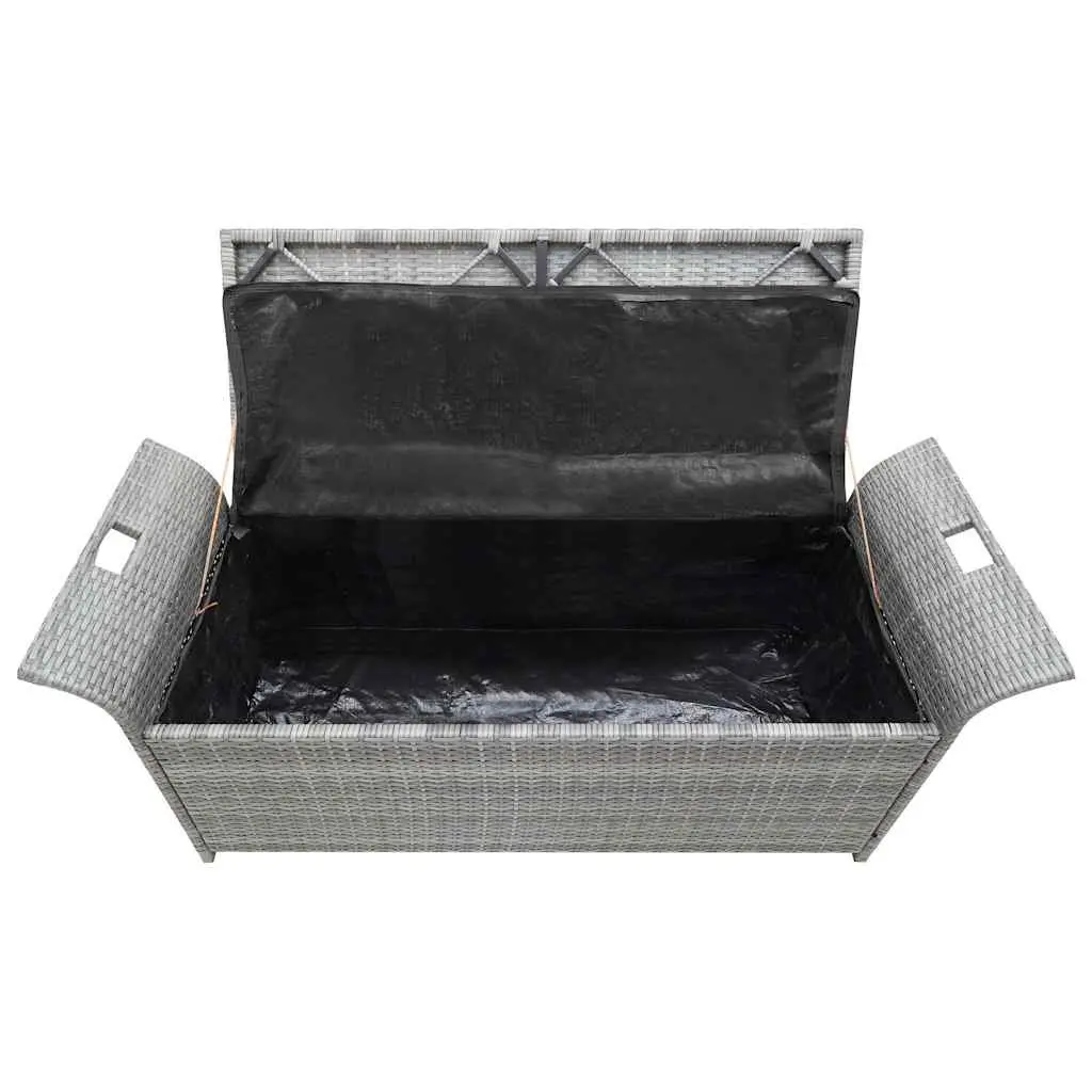 Outdoor Storage Bench with Cushion Grey 138cm Garden Rattan Seating Box