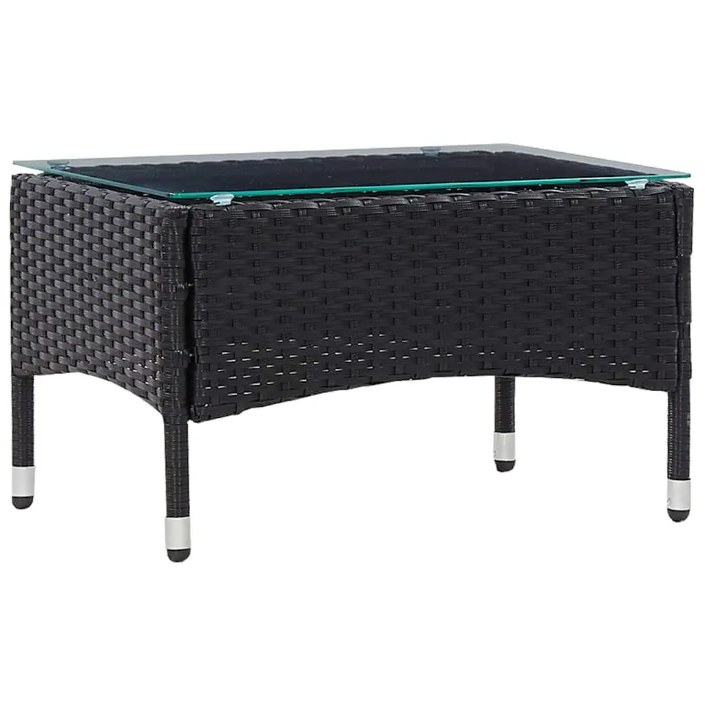Black Rattan Outdoor Lounge Set with Cushions Weather Resistant 4 Piece for Garden Patio and Balcony