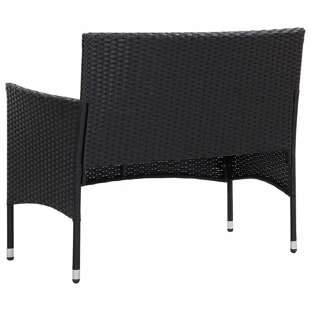 Black Rattan Outdoor Lounge Set with Cushions Weather Resistant 4 Piece for Garden Patio and Balcony