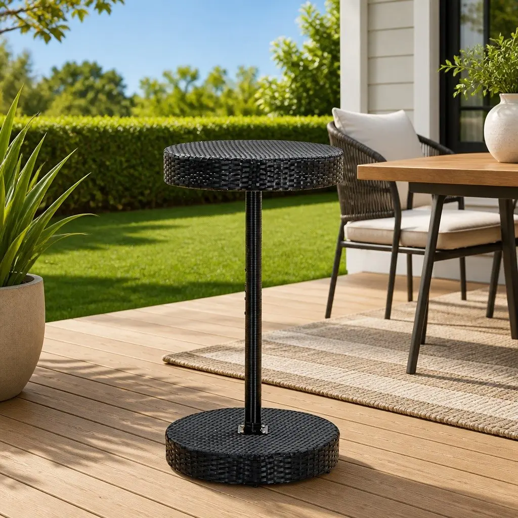 Black Rattan Table for Outdoor Living