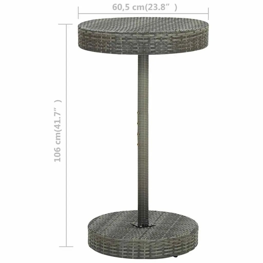 Outdoor Garden Table Grey Round Poly Rattan Patio Furniture Steel Frame