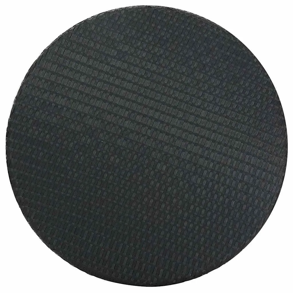 Outdoor Garden Table Black Poly Rattan Round Patio Dining Furniture Steel Frame