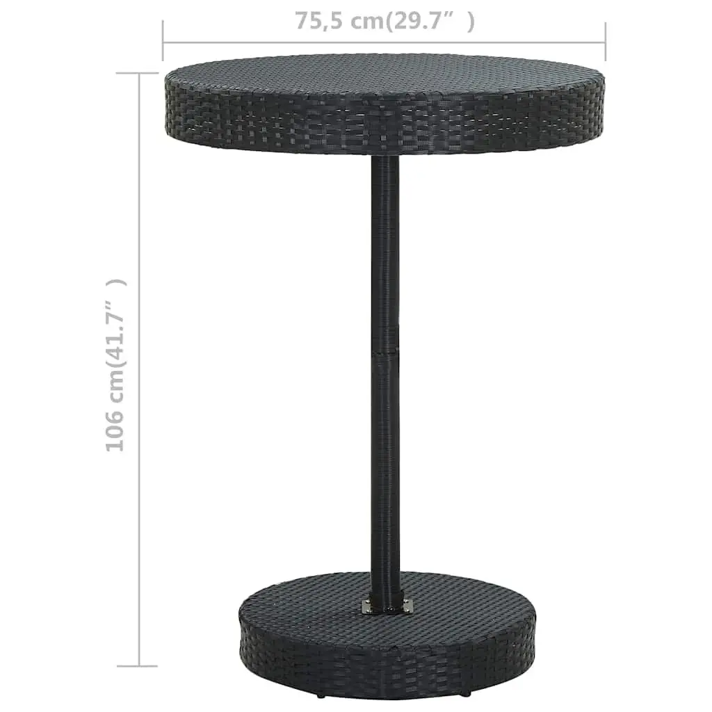 Outdoor Garden Table Black Poly Rattan Round Patio Dining Furniture Steel Frame