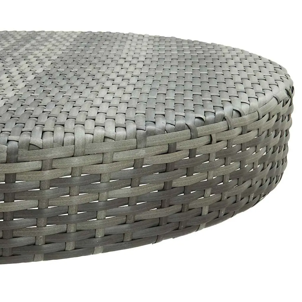 Outdoor Garden Table Grey Poly Rattan Round Dining Patio Furniture