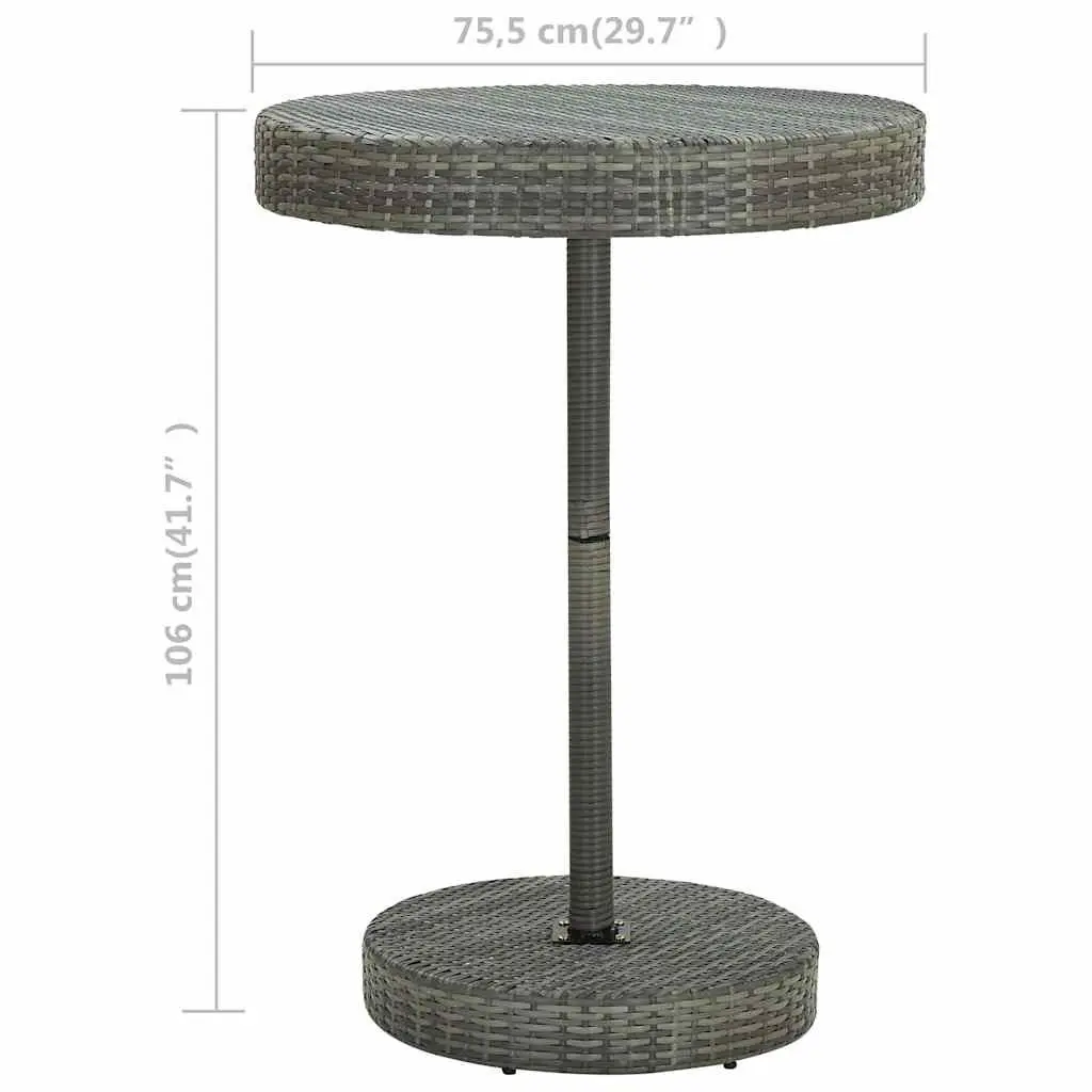 Outdoor Garden Table Grey Poly Rattan Round Dining Patio Furniture
