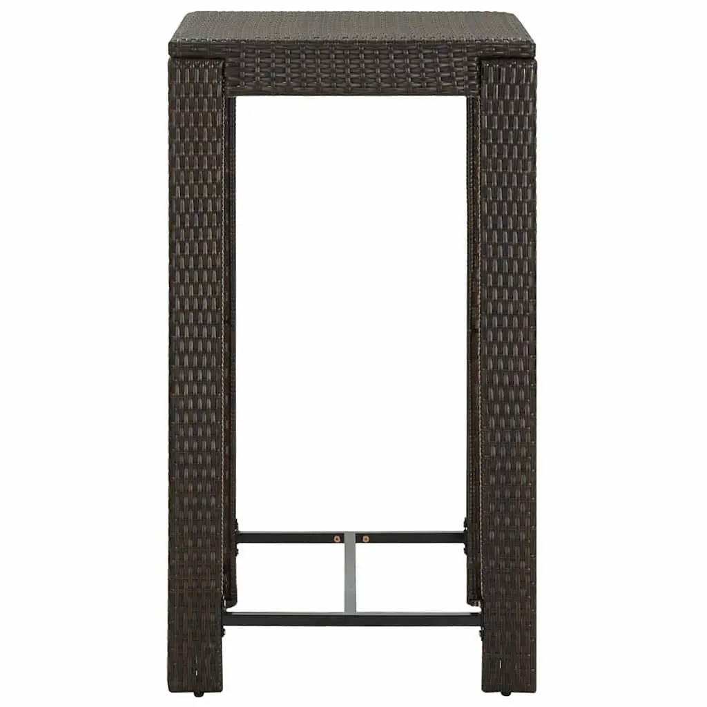 Outdoor Bar Table Brown Poly Rattan Steel Frame 60.5cm Garden Patio Furniture