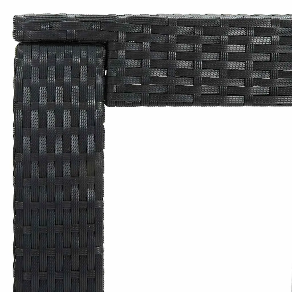 Bar Table Black Powder-coated Steel Frame PE Rattan 60.5x60.5x110.5cm Outdoor Garden Patio Furniture