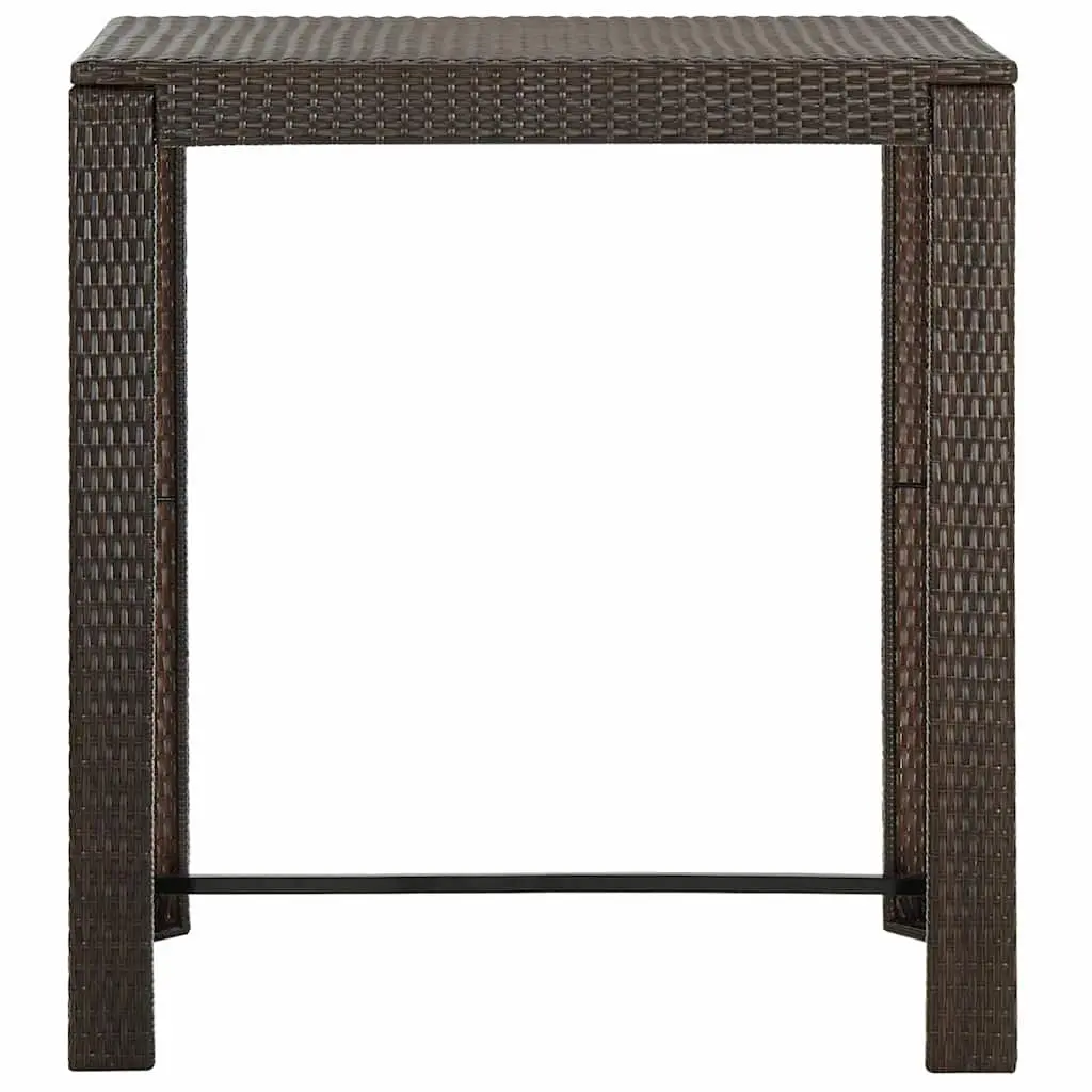Outdoor Bar Table Brown Poly Rattan Garden Patio Furniture Backyard High Top