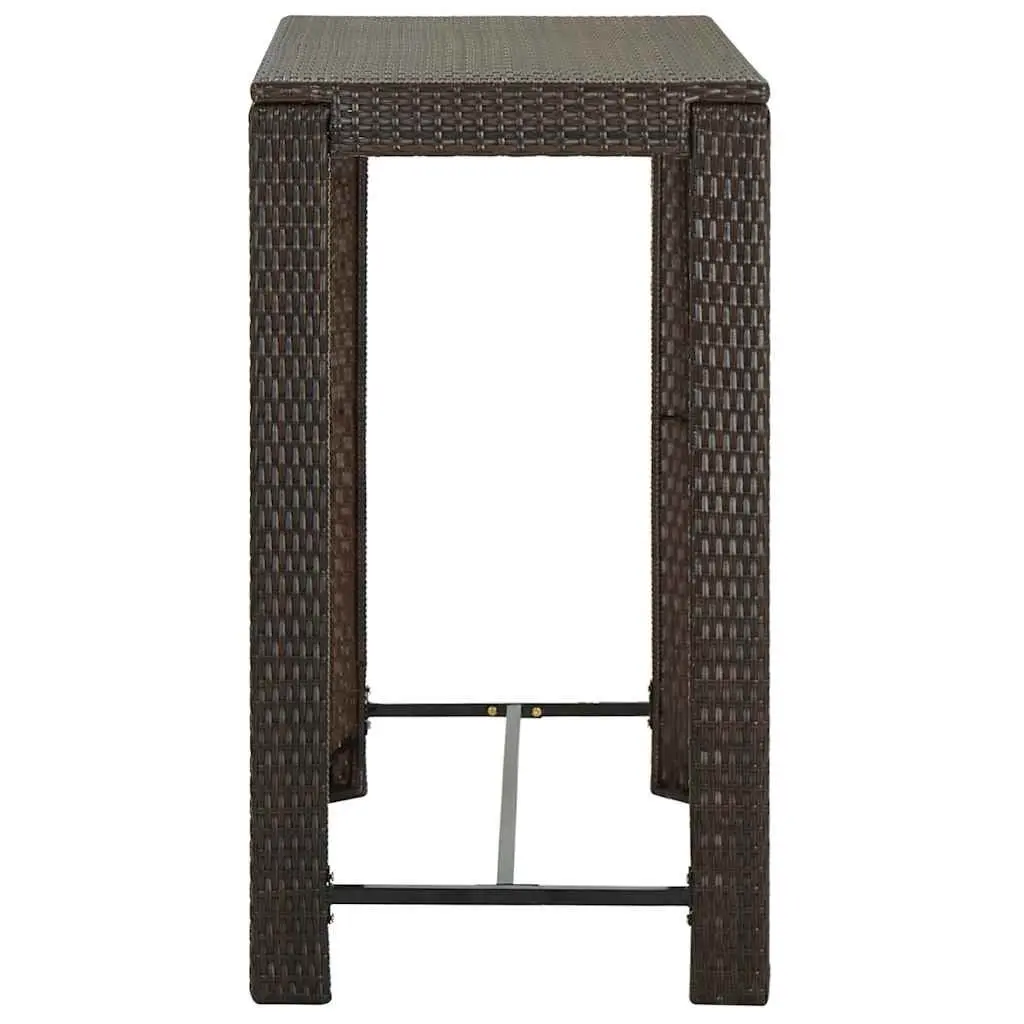 Outdoor Bar Table Brown Poly Rattan Garden Patio Furniture Backyard High Top