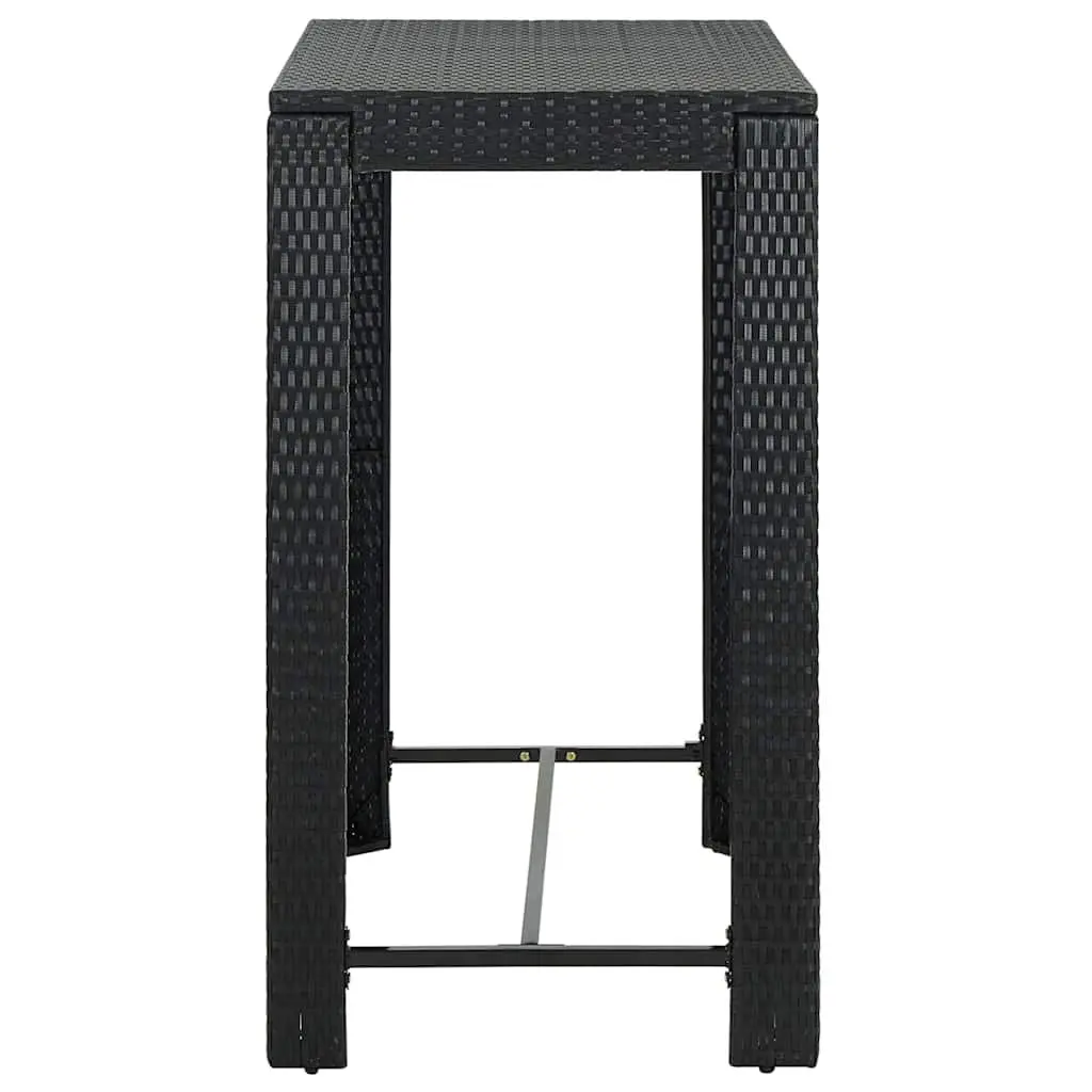 Bar Table Black PE Rattan Steel Frame High Top 100 x 60.5 x 110.5 cm