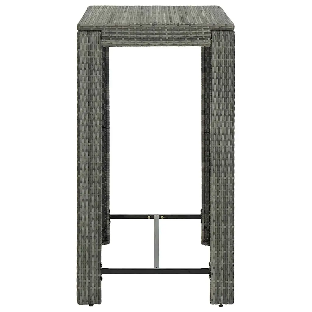 Outdoor Bar Table Grey Poly Rattan High Top Counter Height 100 x 60.5 x 110.5 cm