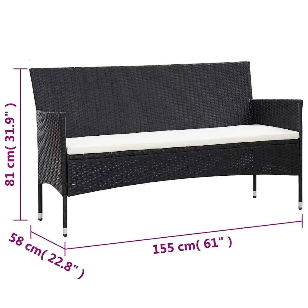 4 Piece Garden Lounge Set Outdoor Patio Furniture PE Rattan Sofa Table Cushions