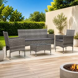 4-Piece Outdoor Garden Lounge Set with Cushions