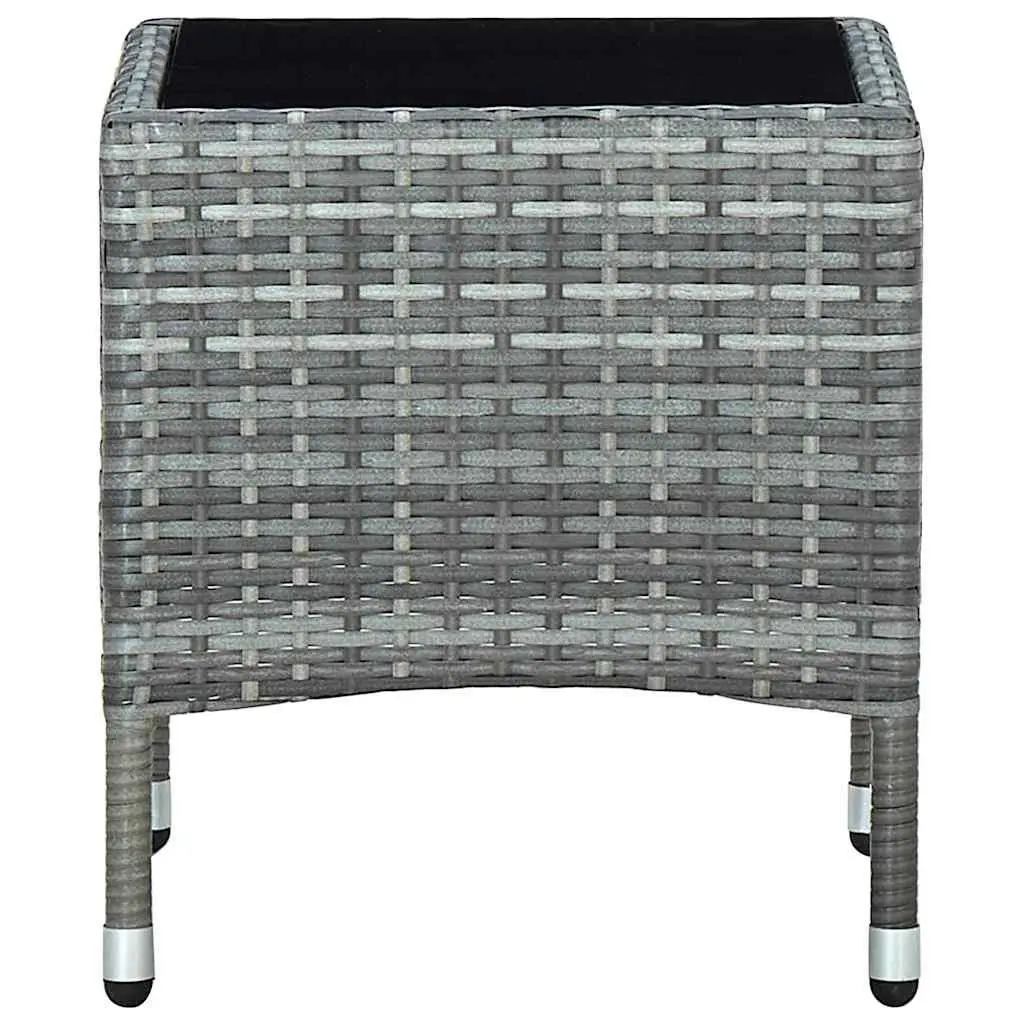 Garden Table Grey Steel Frame 40x40x45cm PE Rattan Outdoor Patio Furniture