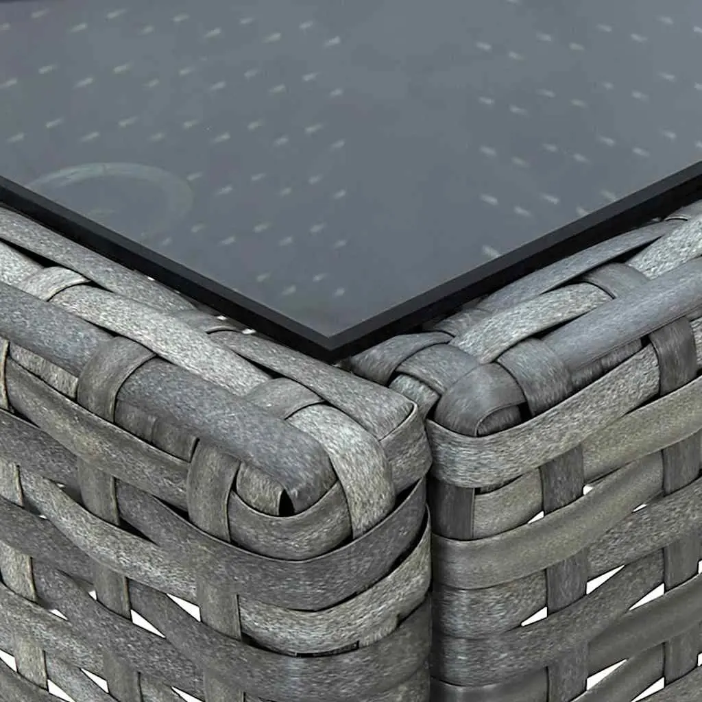 Garden Table Grey Steel Frame 40x40x45cm PE Rattan Outdoor Patio Furniture