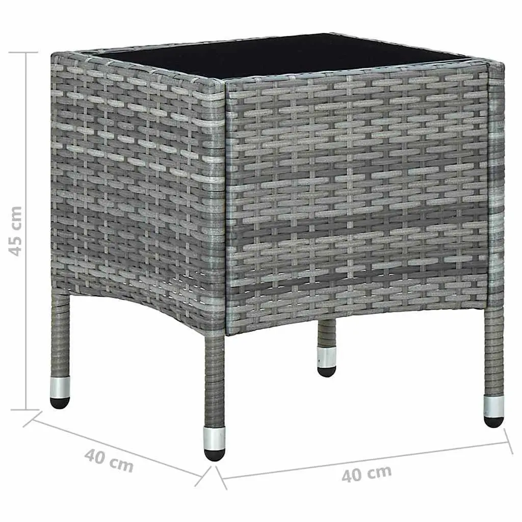 Garden Table Grey Steel Frame 40x40x45cm PE Rattan Outdoor Patio Furniture
