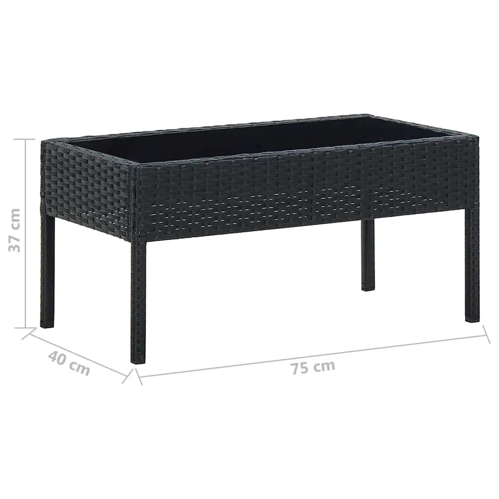 Black Garden Table for Patio Dining 75x40x37cm