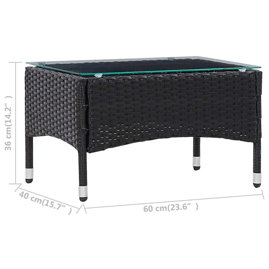 Black Rattan Coffee Table for Outdoor Spaces