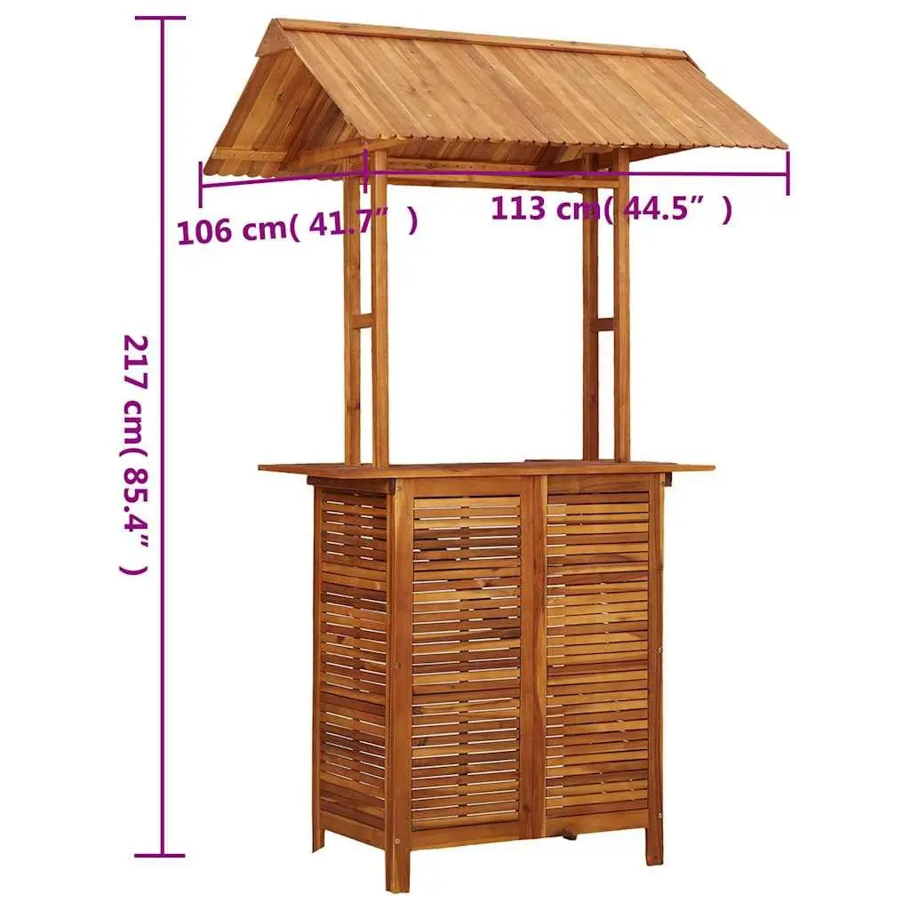 Outdoor Bar Table with Rooftop Brown 113 x 106 x 217 cm