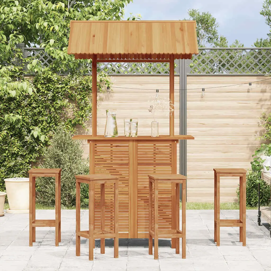 Outdoor Bar Table with Rooftop Brown 113 x 106 x 217 cm