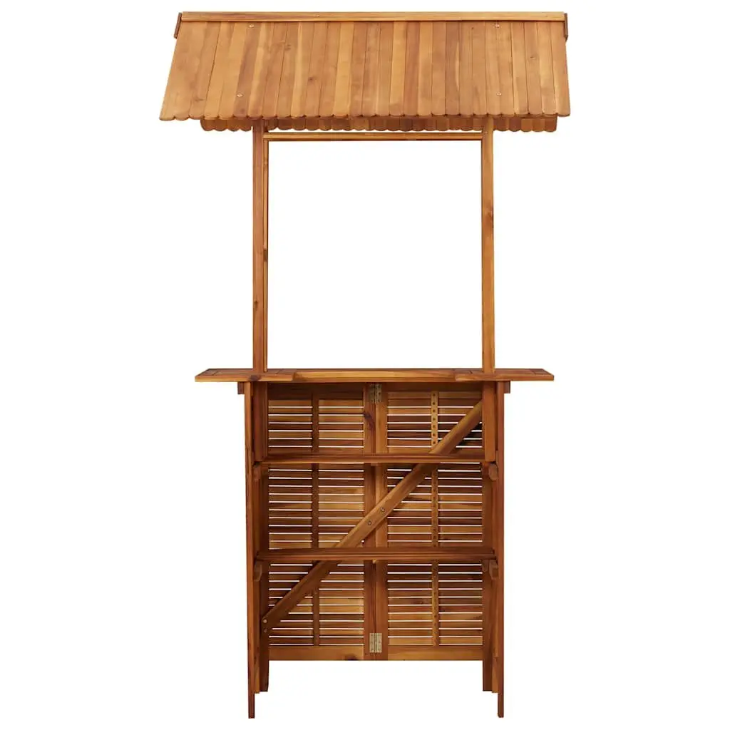 Outdoor Bar Table with Rooftop Brown 113 x 106 x 217 cm
