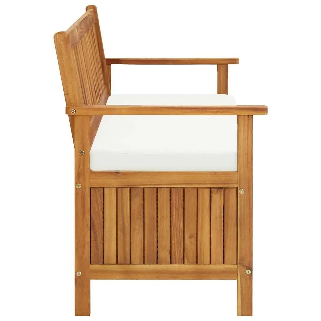 Acacia Wood Storage Bench with Cushion 148cm Outdoor Use Garden Patio Furniture
