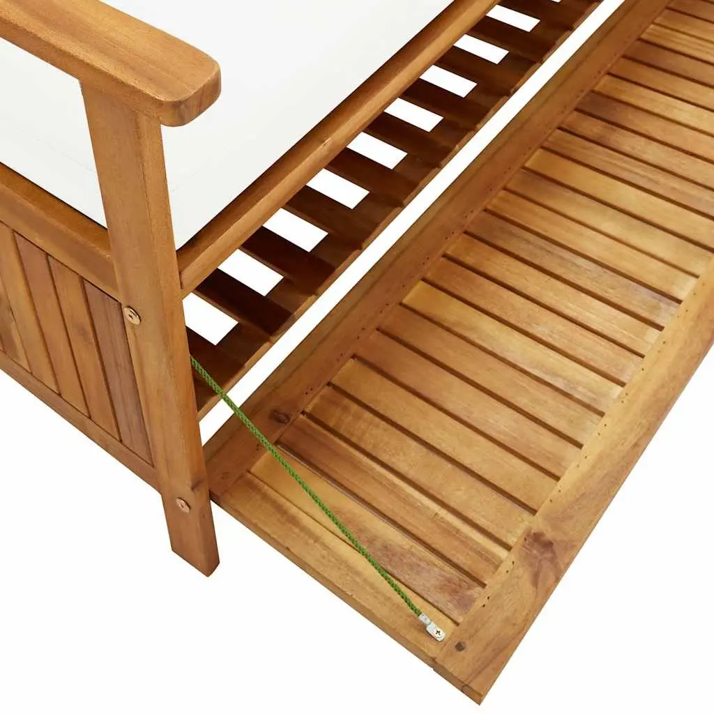 Acacia Wood Storage Bench with Cushion 148cm Outdoor Use Garden Patio Furniture